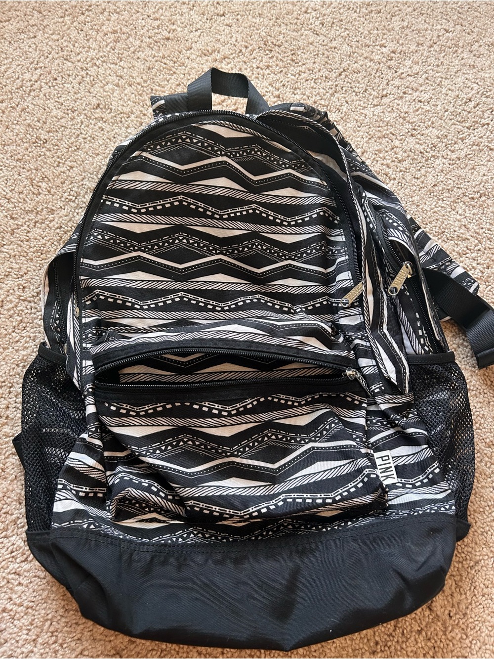 Victorias Secret PINK black and white Aztec backpack